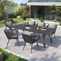 Hagemøbelsett Alex 6 plasser aluminium keramikk 220x100 cm forfra