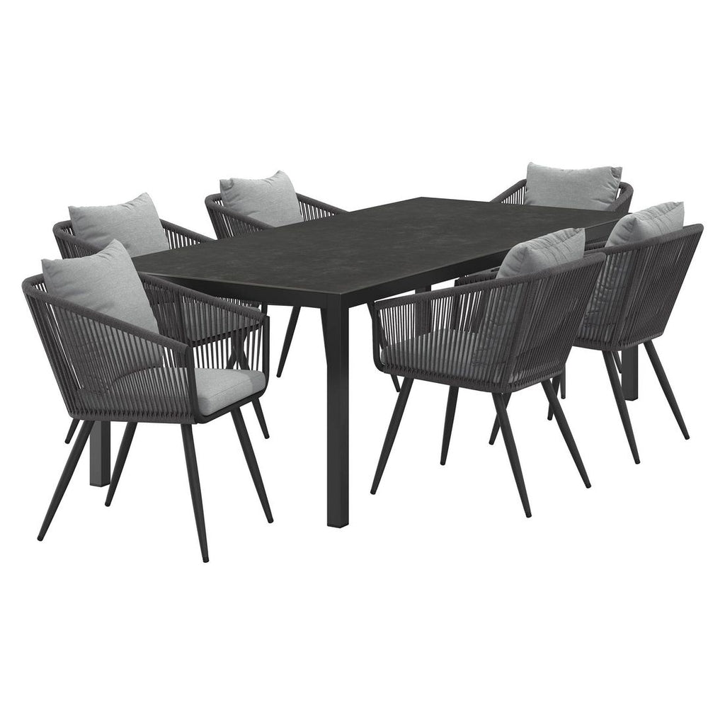 Hagemøbelsett Alex 6 plasser aluminium keramikk bakside