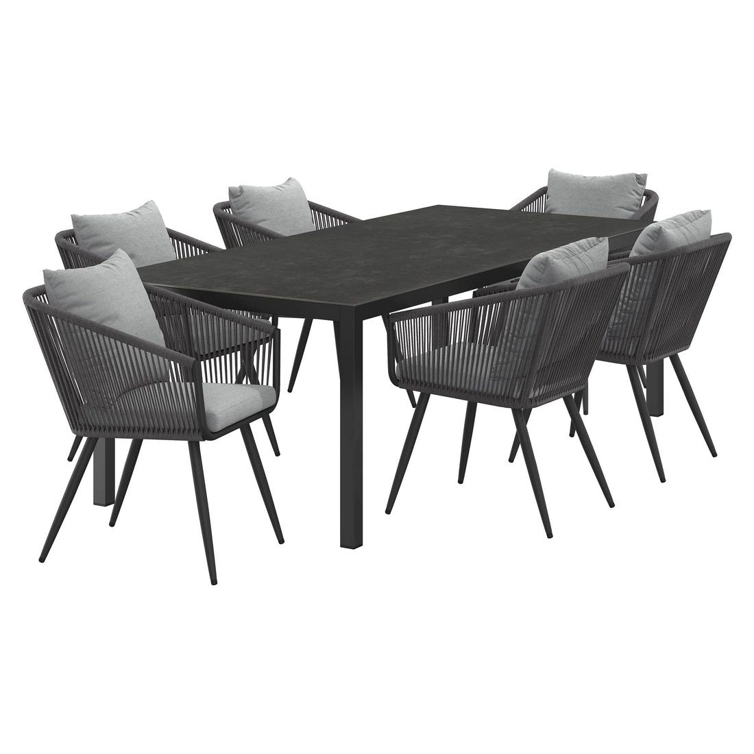 Hagemøbelsett Alex 6 plasser aluminium keramikk bakside