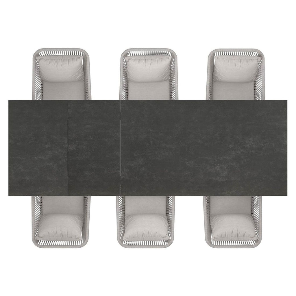 Hagemøbelsett Alex 6 plasser aluminium keramikk 160-267 cm bord utvidbar funksjon
