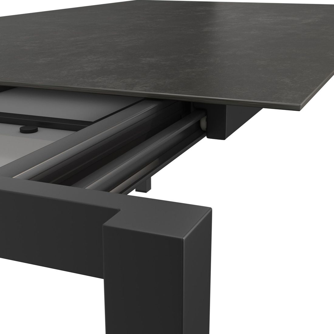 Hagemøbelsett Alex 6 plasser aluminium keramikk 160-267 cm detalj metallramme