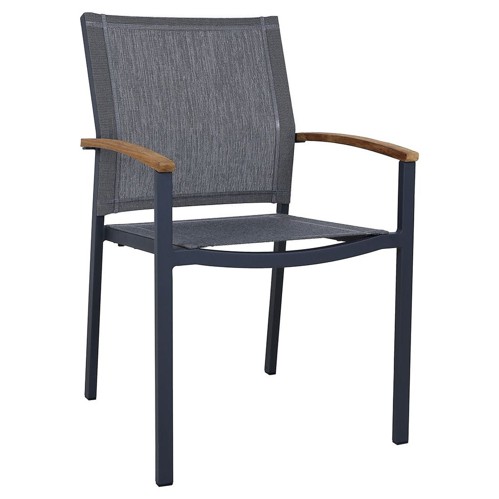 Nærbilde av Batyline stoff på Hagemøbelsett Alex 6 plasser aluminium/teak 220x110 cm - Zebra