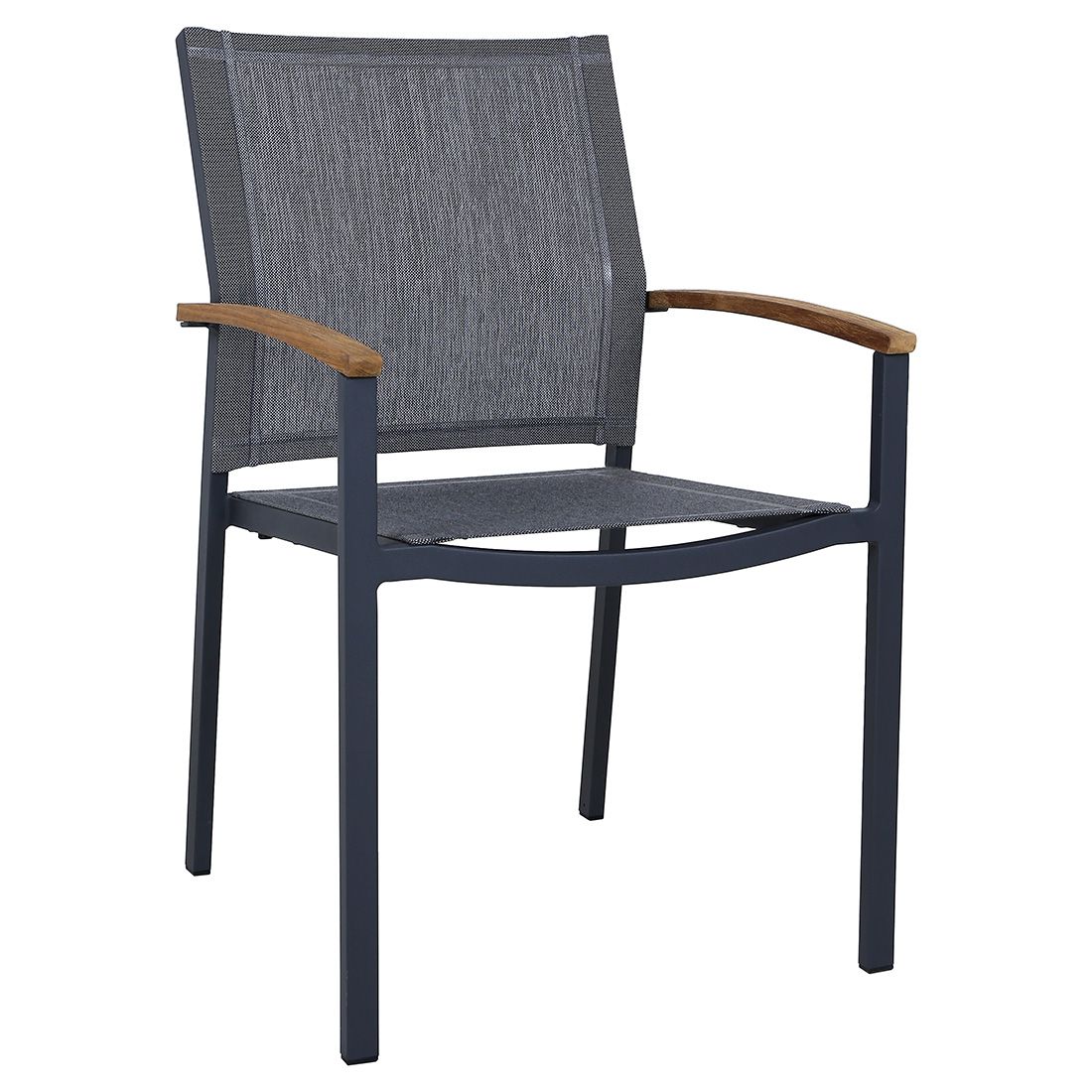 Nærbilde av Batyline stoff på Hagemøbelsett Alex 6 plasser aluminium/teak 220x110 cm - Zebra