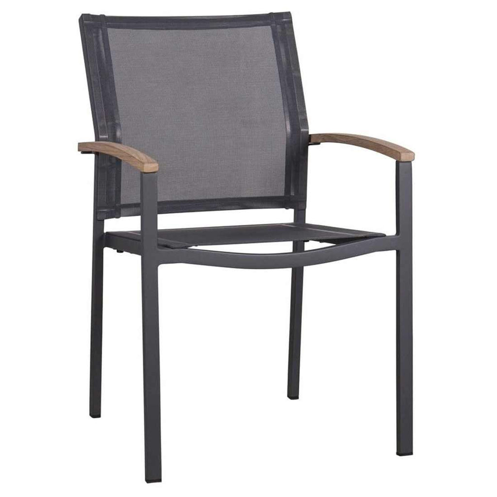 Hagemøbelsett Alex 7 plasser aluminium teak montert på terrasse