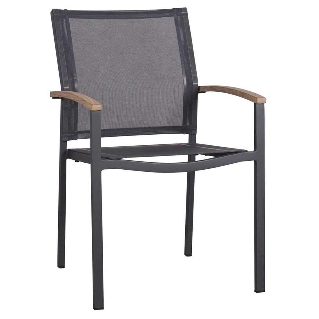 Hagemøbelsett Alex 7 plasser aluminium teak montert på terrasse