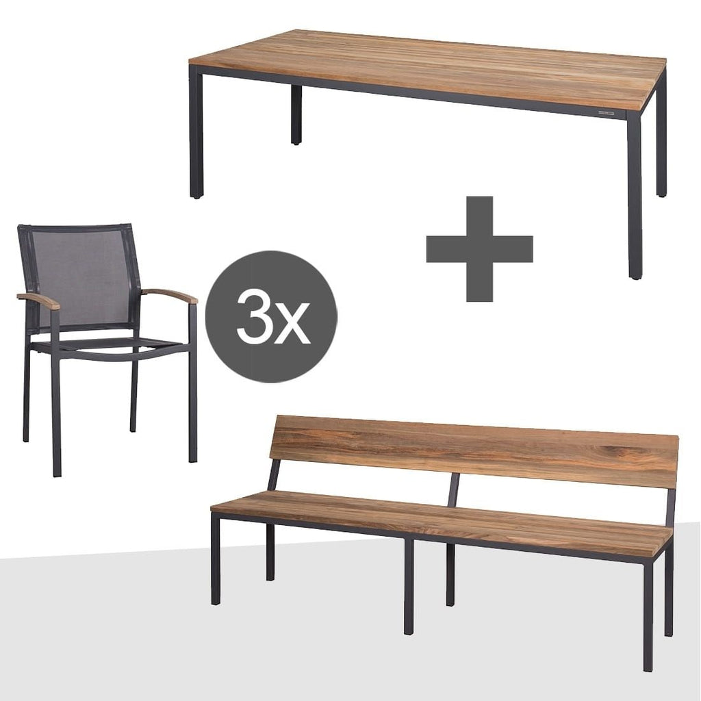 Hagemøbelsett Alex 7 plasser aluminium teak oversikt