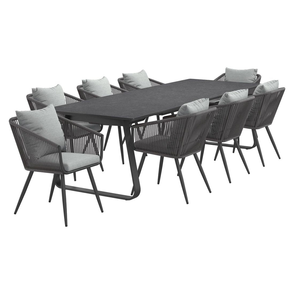 Hagemøbelsett Alex 8 plasser aluminium tau bakside