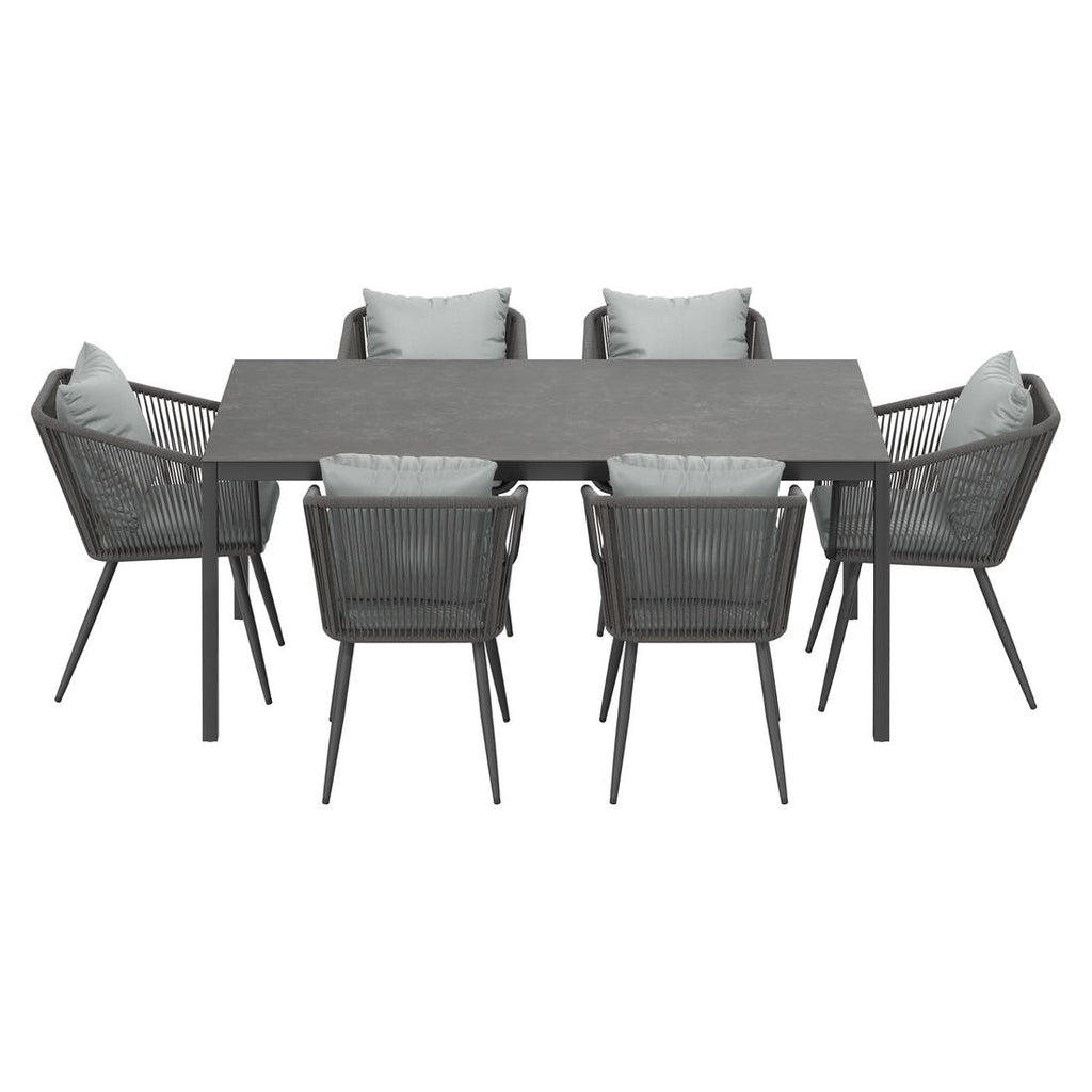 Hagemøbelsett Alex aluminium/Dekton antrasitt - OUTLIV detalj rope-flettverk