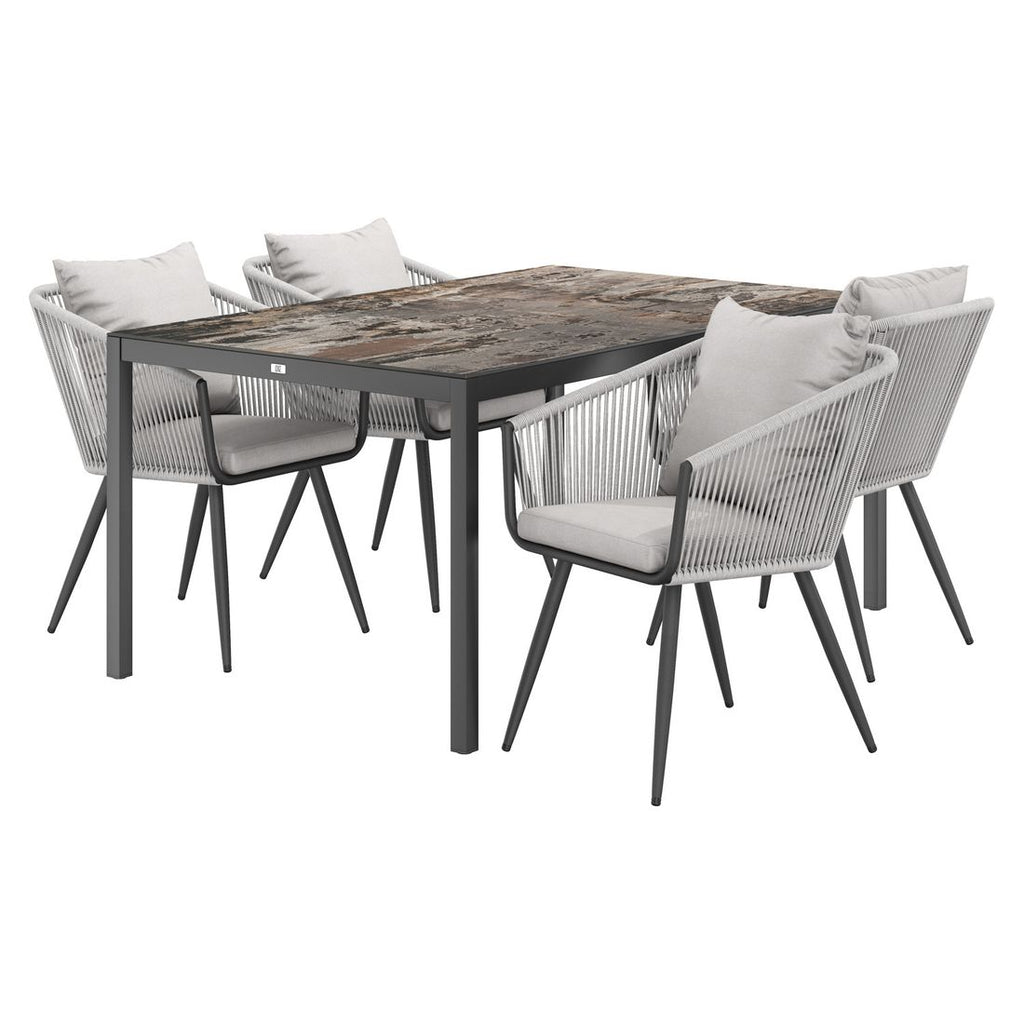 Hagemøbelsett Alex aluminium/Dekton med tau front