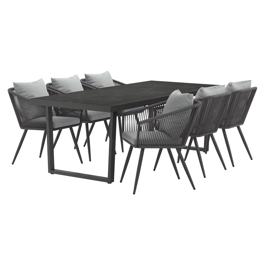 Hagemøbelsett Alex Kufe 6 plasser aluminium/tau bakside