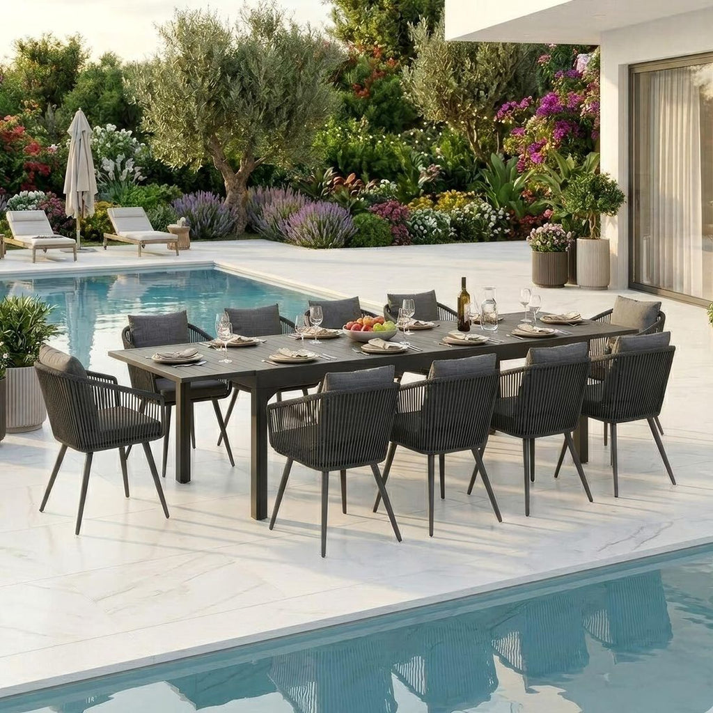 Hagemøbelsett Alex XXL 10 plasser uttrekkbart 200/320 cm - OUTLIV forfra