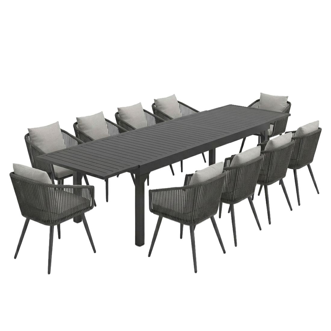 Hagemøbelsett Alex XXL 10 plasser uttrekkbart 200/320 cm - OUTLIV bakside