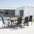 Hagemøbelsett Alice 6 plasser aluminium/teak forfra