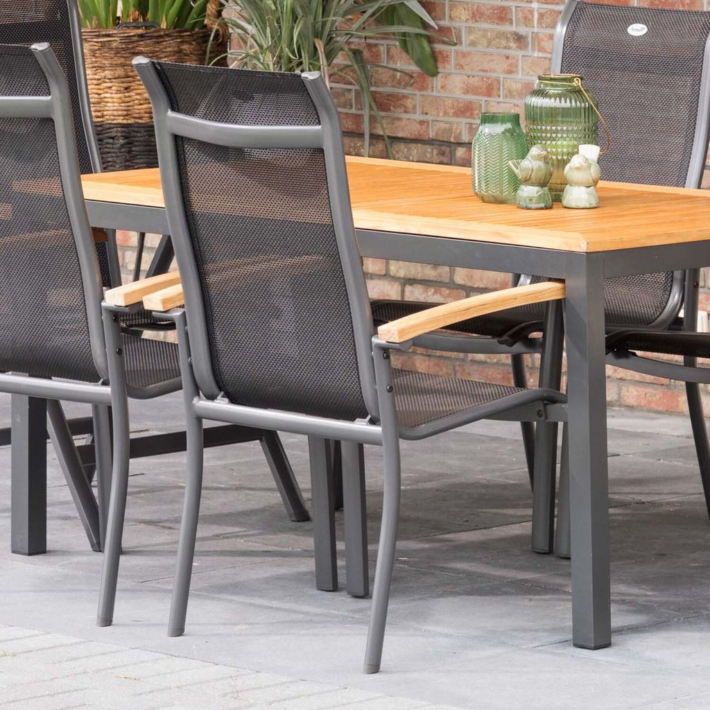 Hagemøbelsett Alice 6 plasser aluminium/teak 150/210x90 cm - Hartman