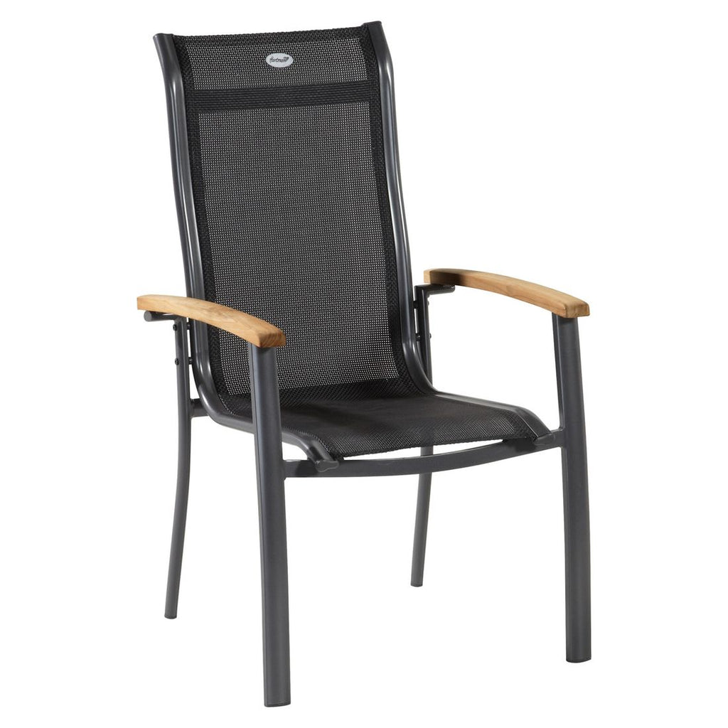 Hagemøbelsett Alice 6 plasser aluminium/teak montert i hage