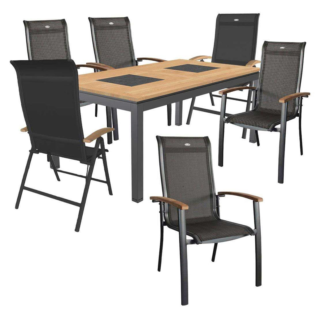 Hagemøbelsett Alice aluminium textilen 6 plasser bakside
