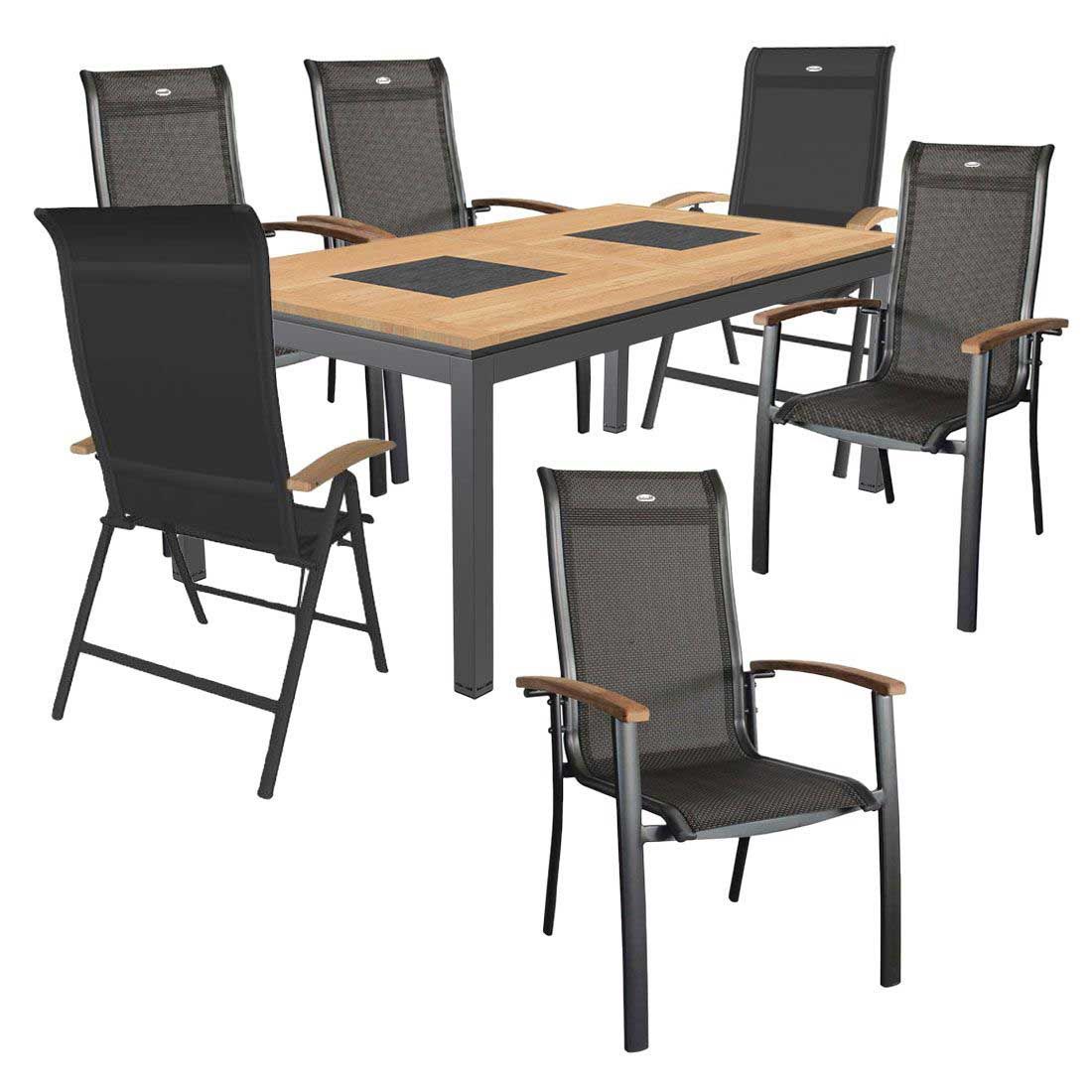 Hagemøbelsett Alice aluminium textilen 6 plasser bakside