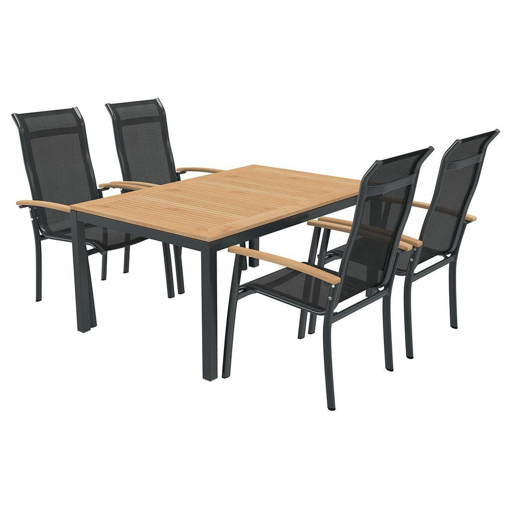 Hagemøbelsett Alpha 4 plasser aluminium teak bakside