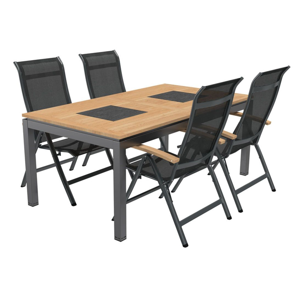 Hagemøbelsett Alpha 4 plasser teak/textilen forfra