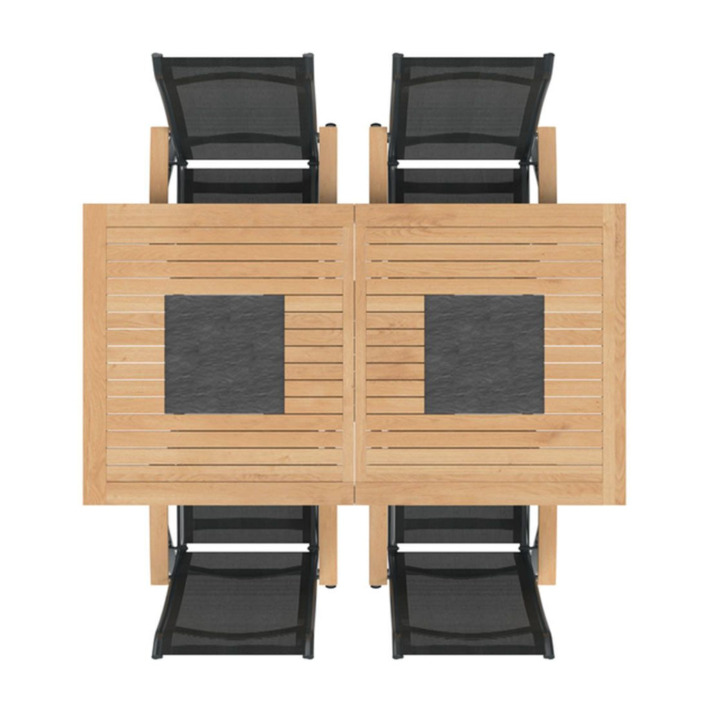 Hagemøbelsett Alpha 4 plasser teak/textilen bakside