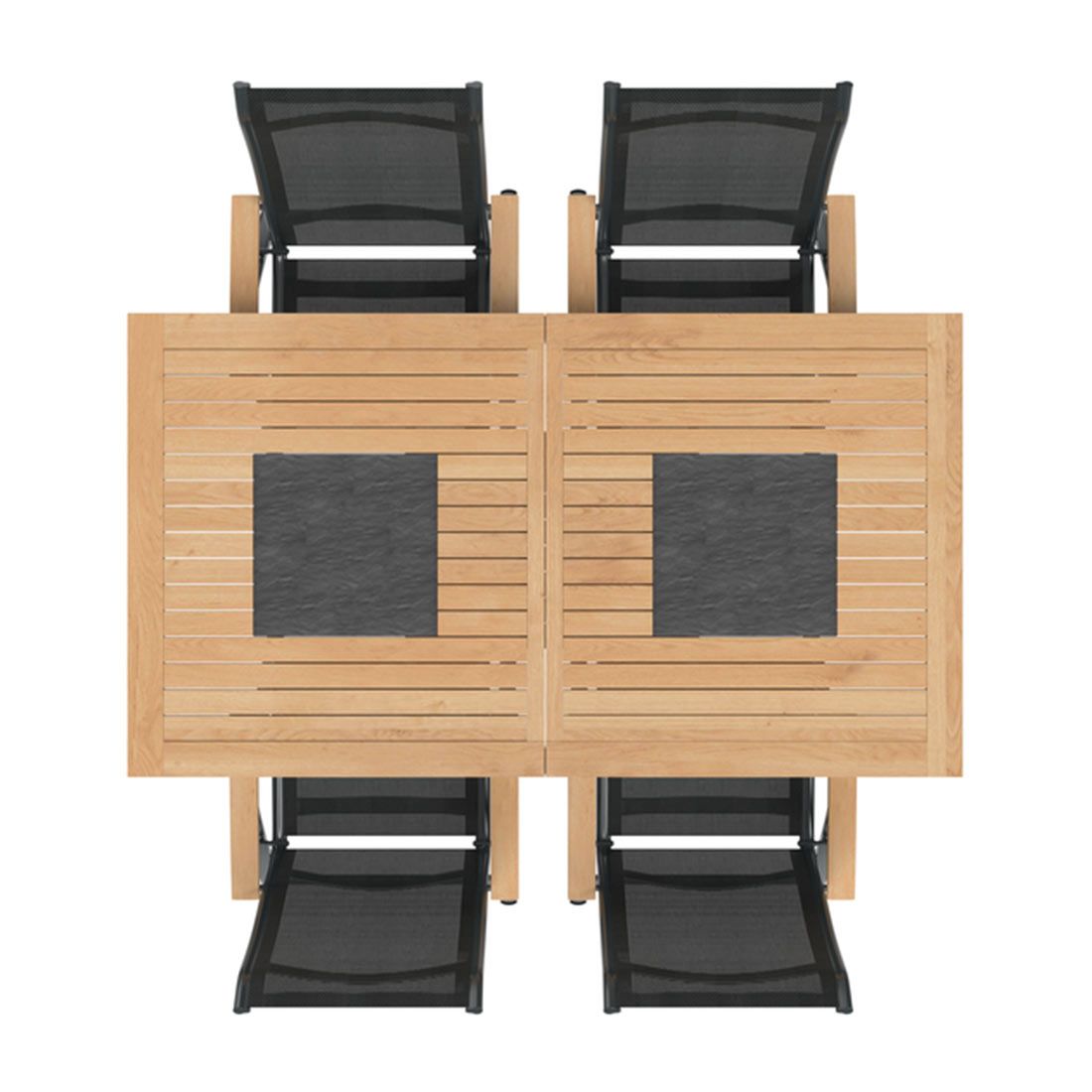 Hagemøbelsett Alpha 4 plasser teak/textilen bakside
