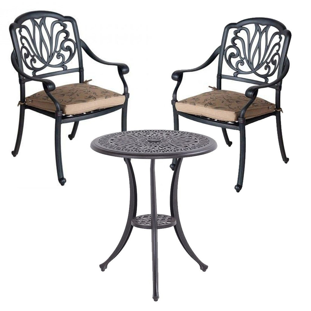 Hagemøbelsett Amalfi 2 plasser aluminium Ø62cm - Hartman forfra