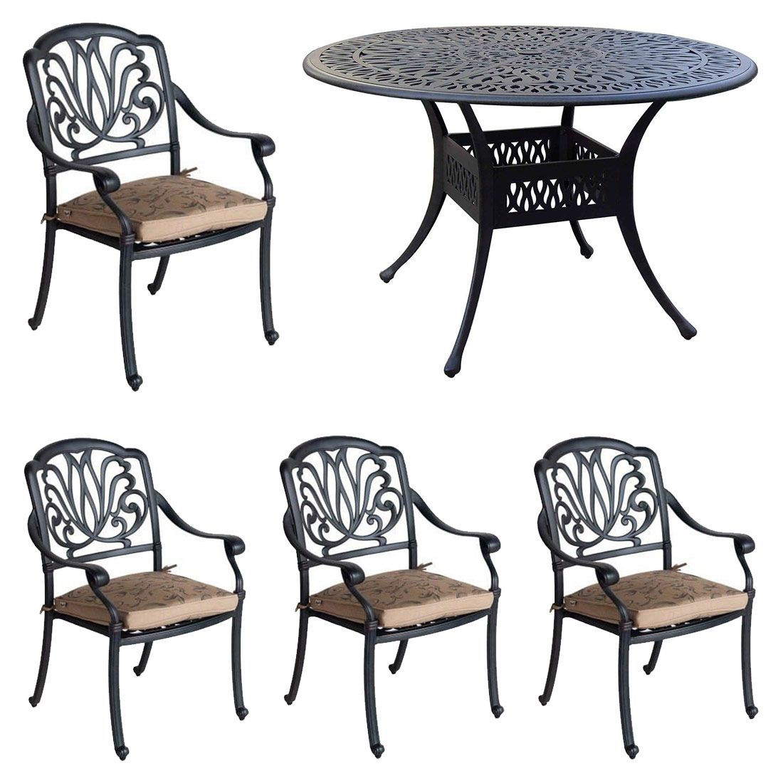Hagemøbelsett Amalfi 4 plasser aluminium Ø120 cm - Hartman forfra