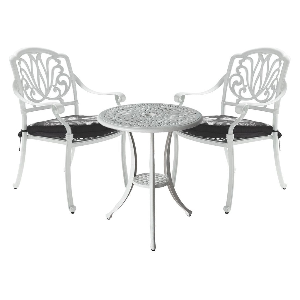 Hagemøbelsett Amalfi aluminium 2 plasser Ø62 cm hvit - Hartman forfra