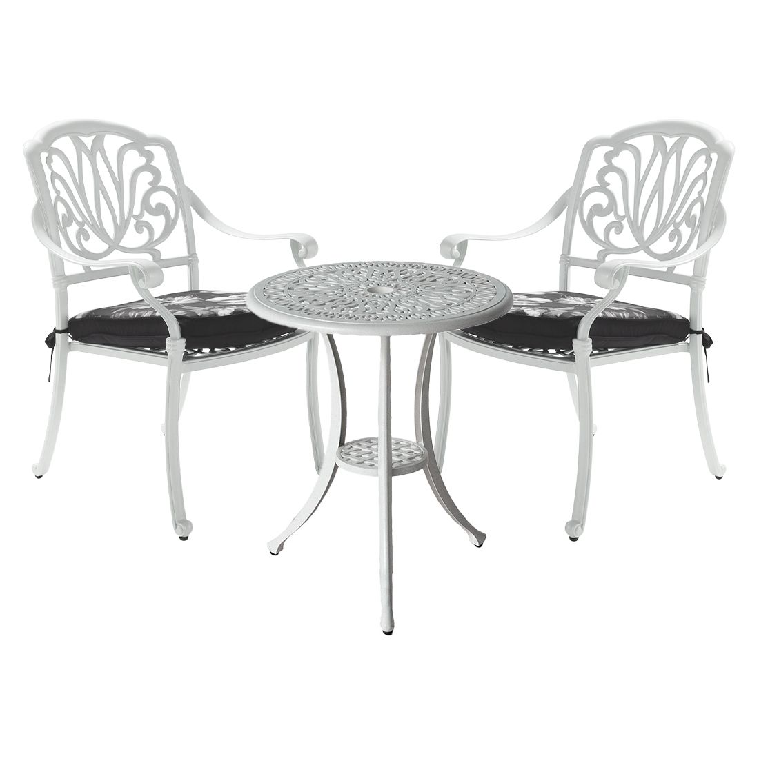 Hagemøbelsett Amalfi aluminium 2 plasser Ø62 cm hvit - Hartman forfra