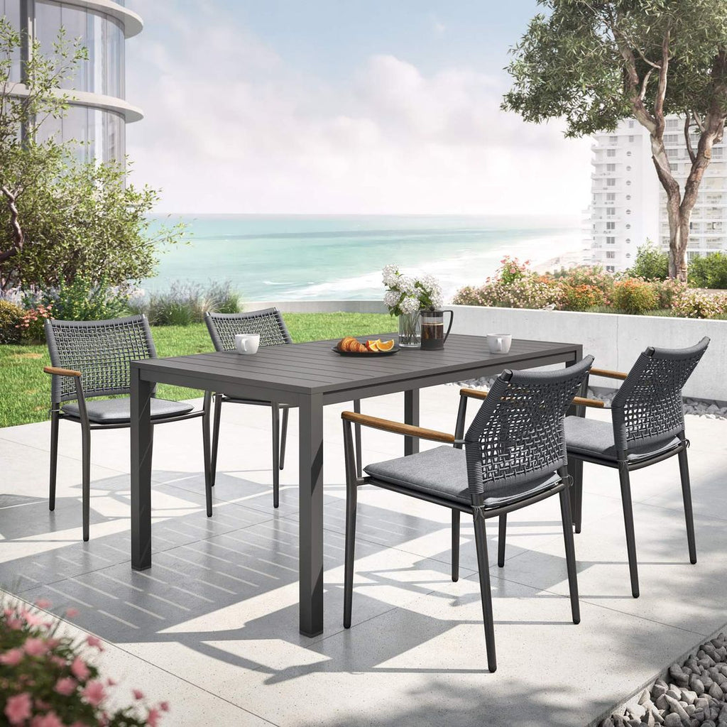 Hagemøbelsett Aruba 4 plasser aluminium og tau forfra