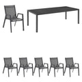 Hagemøbelsett Aruba 6 plasser aluminium keramikk 220x100 cm - Hartman forfra