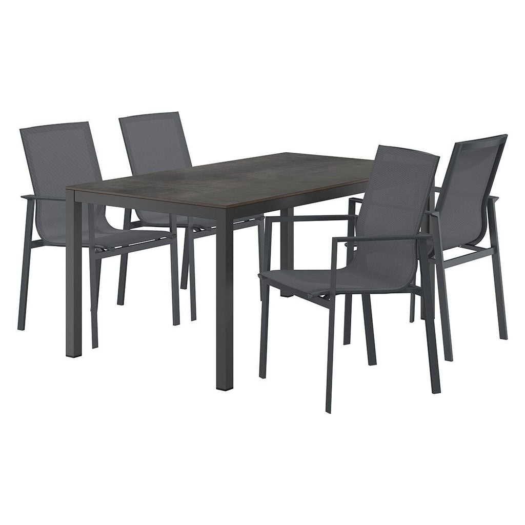 Hagemøbelsett Atlanta 4 plasser aluminium HPL visning bakfra