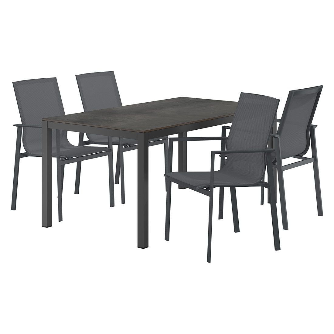 Hagemøbelsett Atlanta 4 plasser aluminium HPL visning bakfra