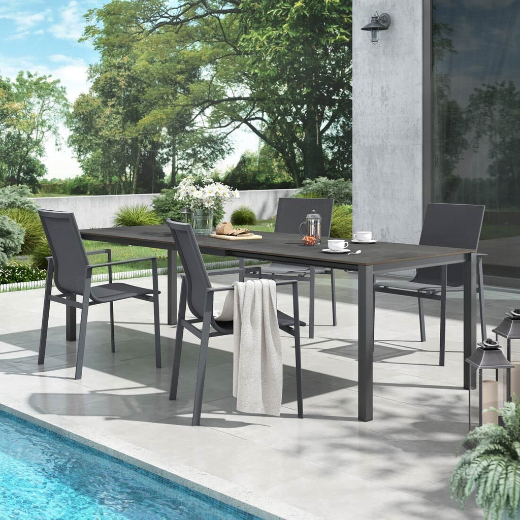 Hagemøbelsett Atlanta 4 plasser aluminium bakside