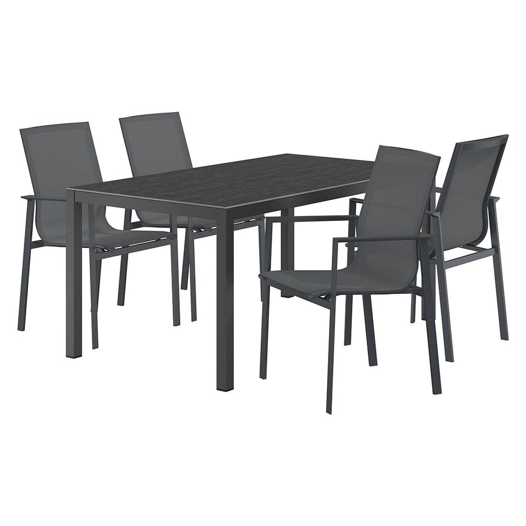 Hagemøbelsett Atlanta 4 plasser aluminium keramikk 160x90 cm sett bakside