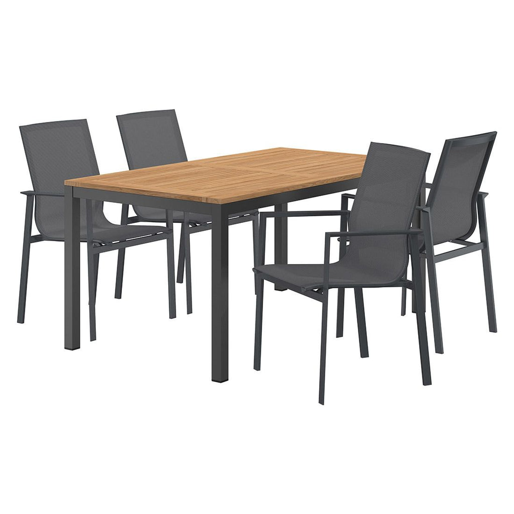 Hagemøbelsett Atlanta 4 plasser aluminium og teak bakside