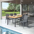 Hagemøbelsett Atlanta 6 plasser aluminium/teak forfra