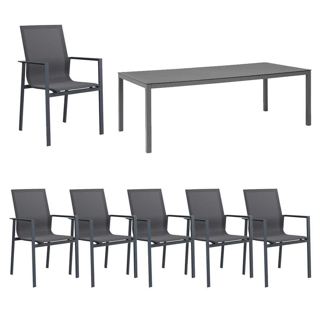Hagemøbelsett Atlanta 6 plasser aluminium bakside