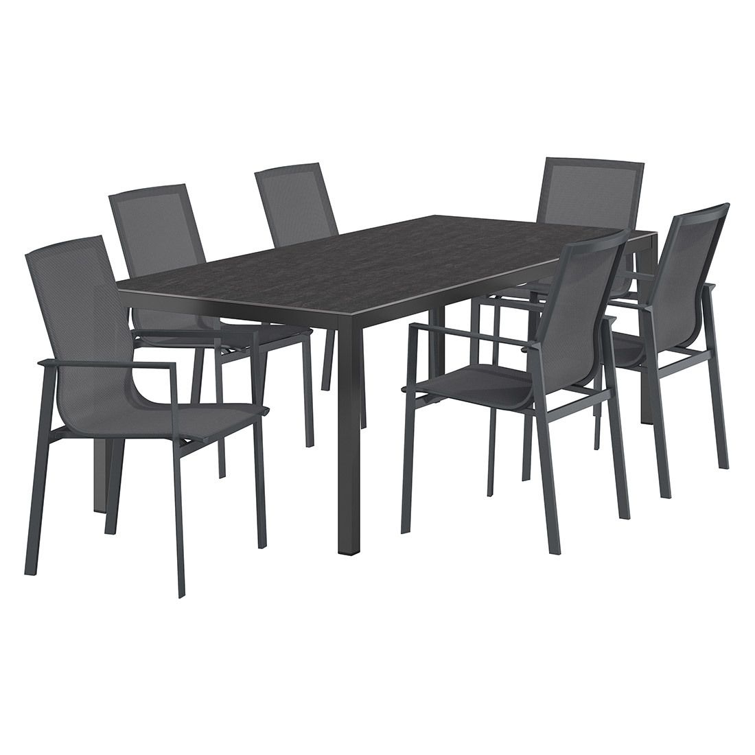 Hagemøbelsett Atlanta 6 plasser aluminium Dekton bakside