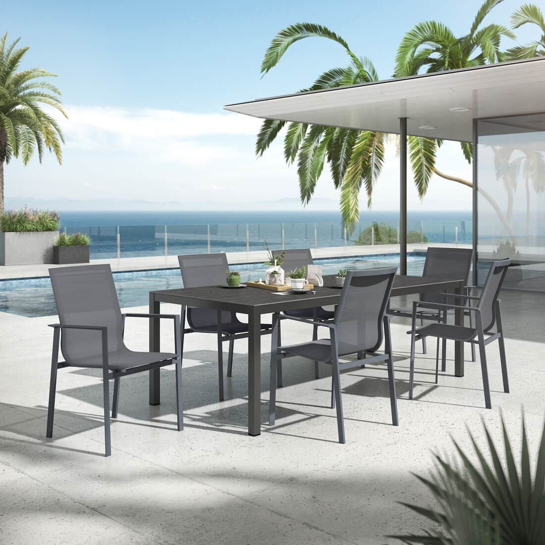 Hagemøbelsett Atlanta 6 plasser aluminium Dekton front