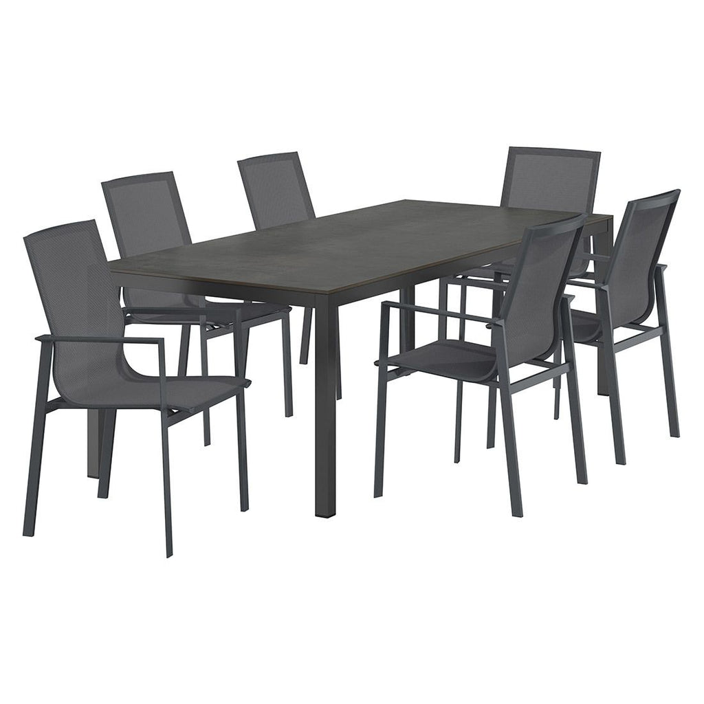 Hagemøbelsett Atlanta 6 plasser aluminium HPL bakside