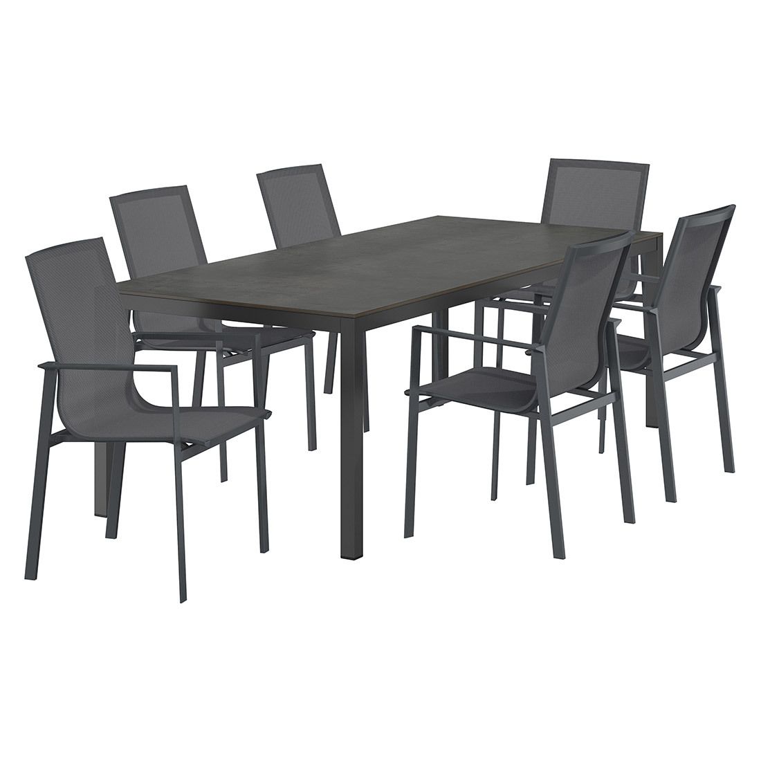 Hagemøbelsett Atlanta 6 plasser aluminium HPL bakside