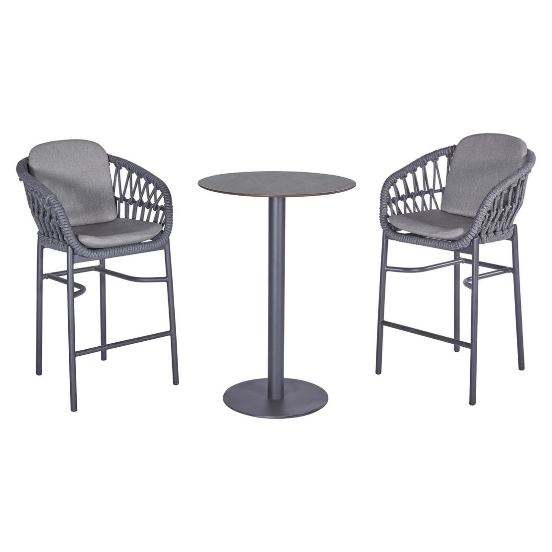 Hagemøbelsett Bari 2 plasser aluminium tau Ø70 cm bakside