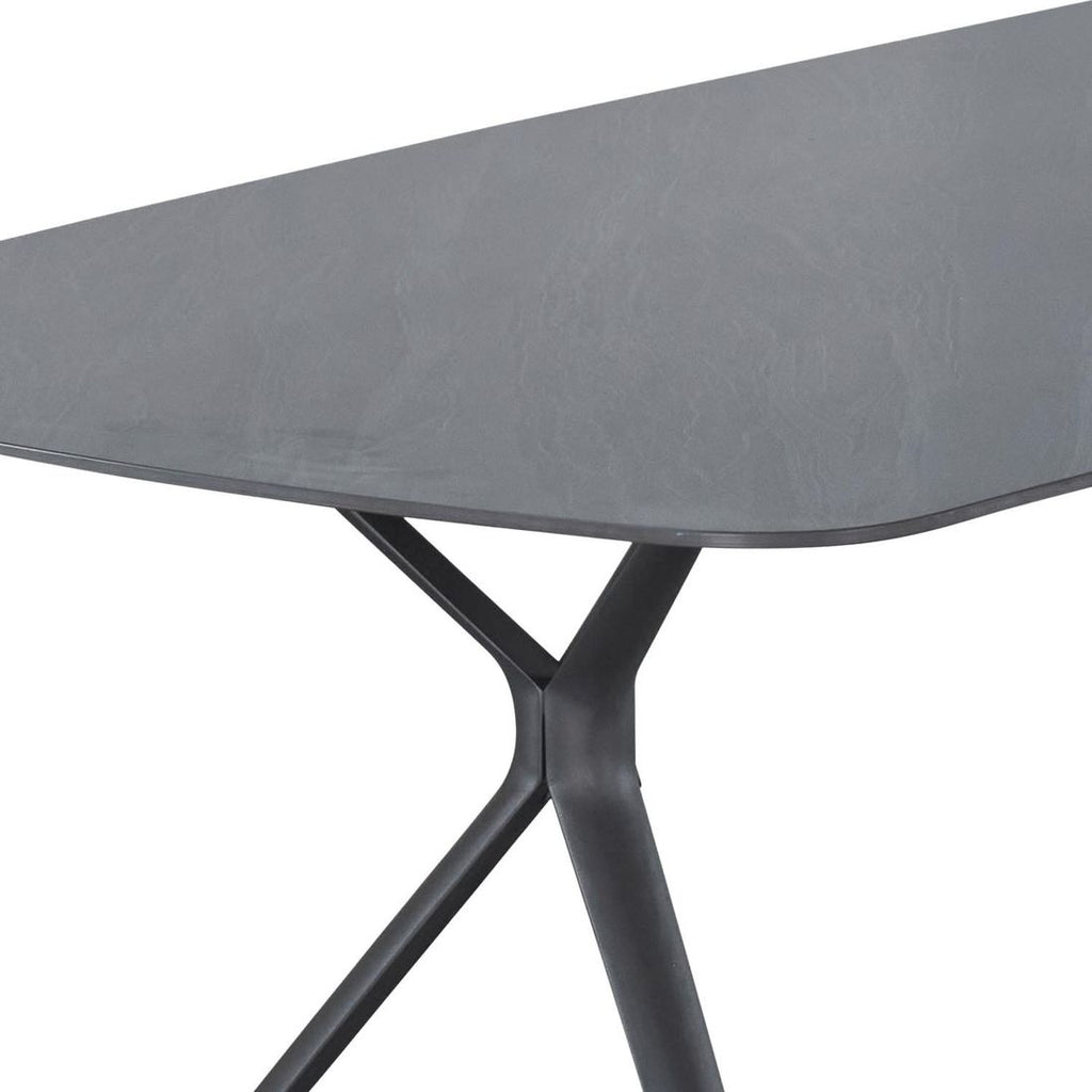 Hagemøbelsett Bari 6 plasser aluminium tau bordplate fra siden