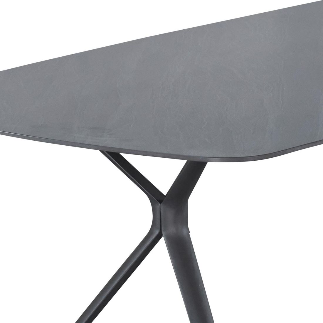 Hagemøbelsett Bari 6 plasser aluminium tau bordplate fra siden