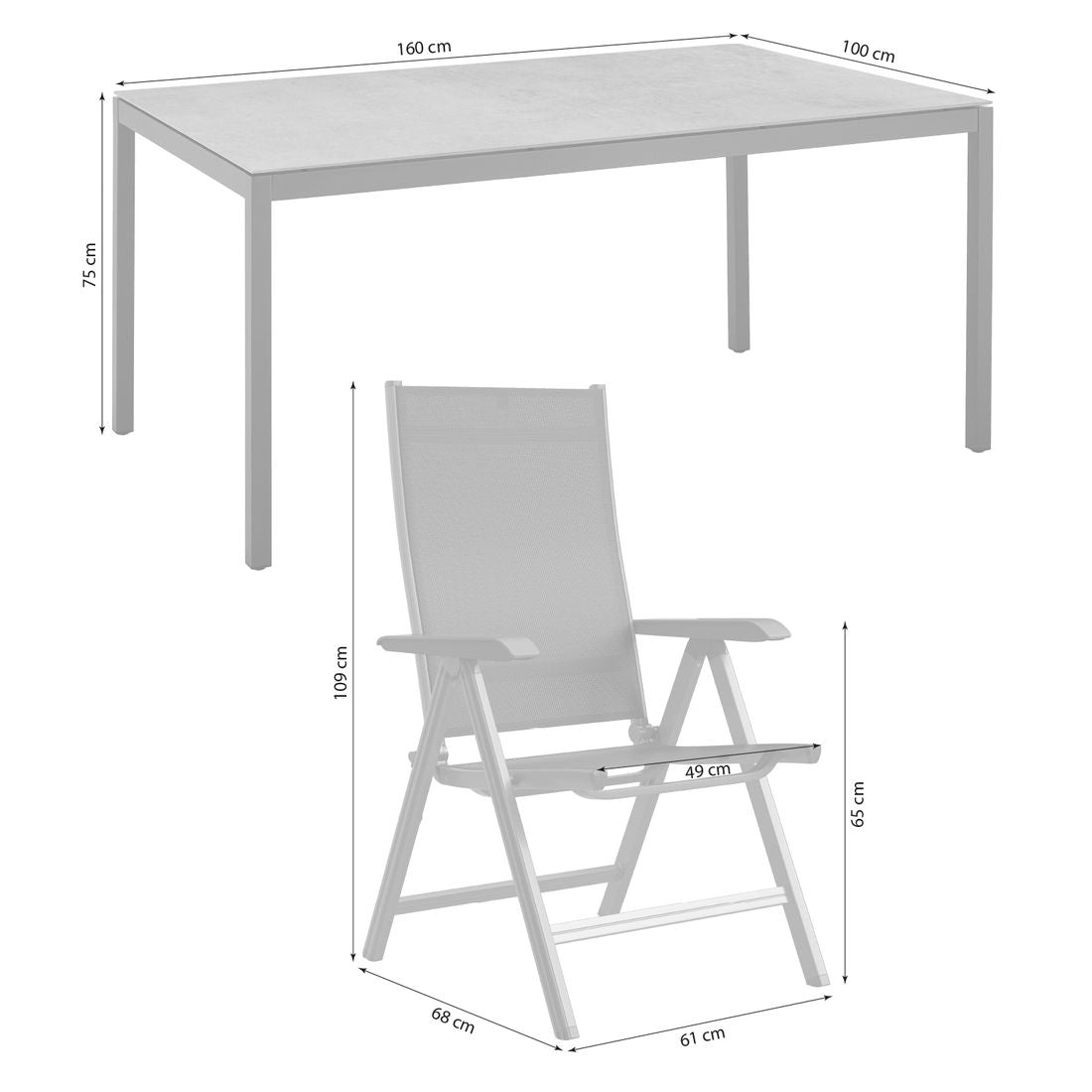 Hagemøbelsett Basic Plus aluminium/keramikk klappbart - Kettler bakside