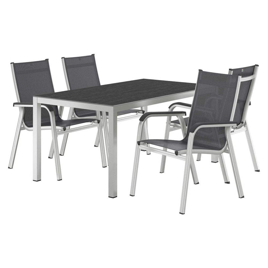 Hagemøbelsett Basic Plus 4 plasser aluminium keramikk detalj bordplate