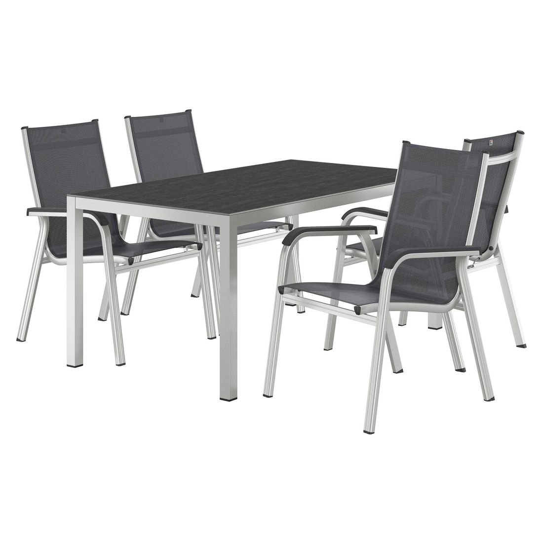 Hagemøbelsett Basic Plus 4 plasser aluminium keramikk detalj bordplate