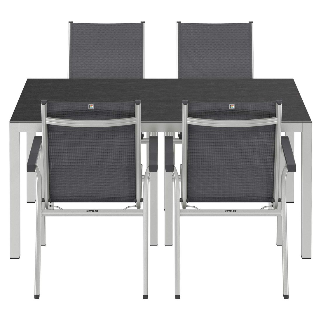 Hagemøbelsett Basic Plus 4 plasser aluminium keramikk nærbilde tekstilene sete