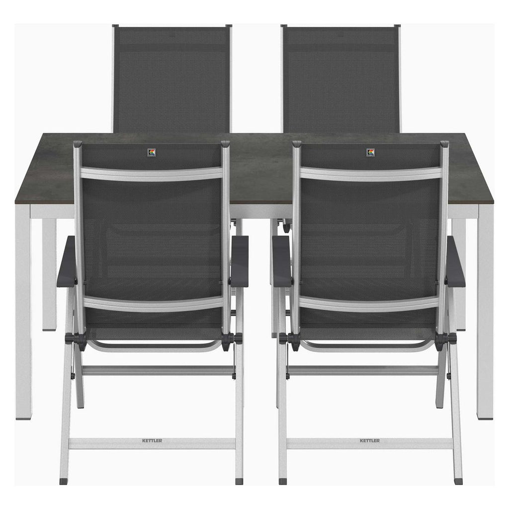 Montert Hagemøbelsett Basic Plus 4 plasser aluminium HPL på terrasse